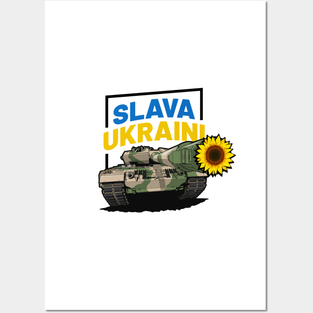 Slava Ukraini Tank With Sunflower Wall Art by KaroCars